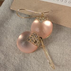 Alexis Bittar Blush Pink Lucite Heart Drop Earrings with Gold Accents